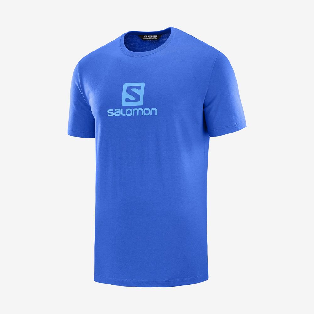 Salomon Singapore Mens T-shirts - SALOMON COTTON M Blue | 68372-WJRF